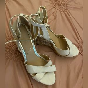 Floral white high heels